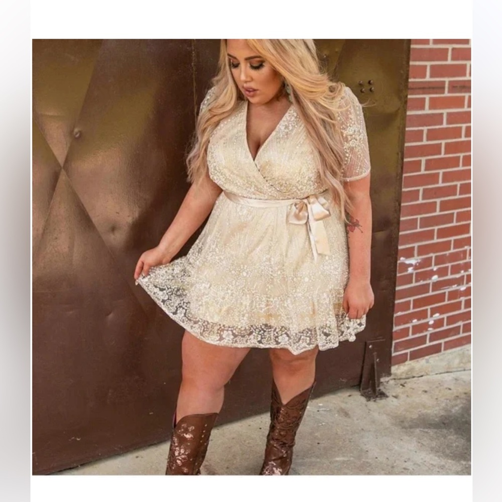 NWT Champagne Glitter Dress